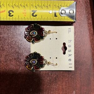 Chico's Vibrant Red and Gold Earrings